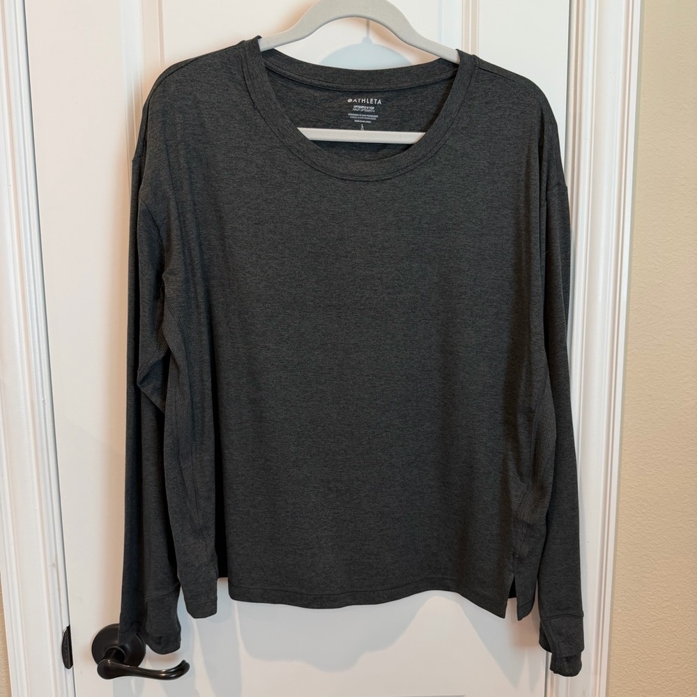 Athleta Uptempo II Long Sleeve Top Black Heather